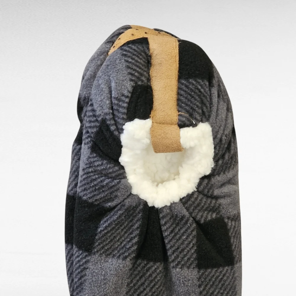 Fuzzy Babba Slipper Socks  Black Gray L/XL